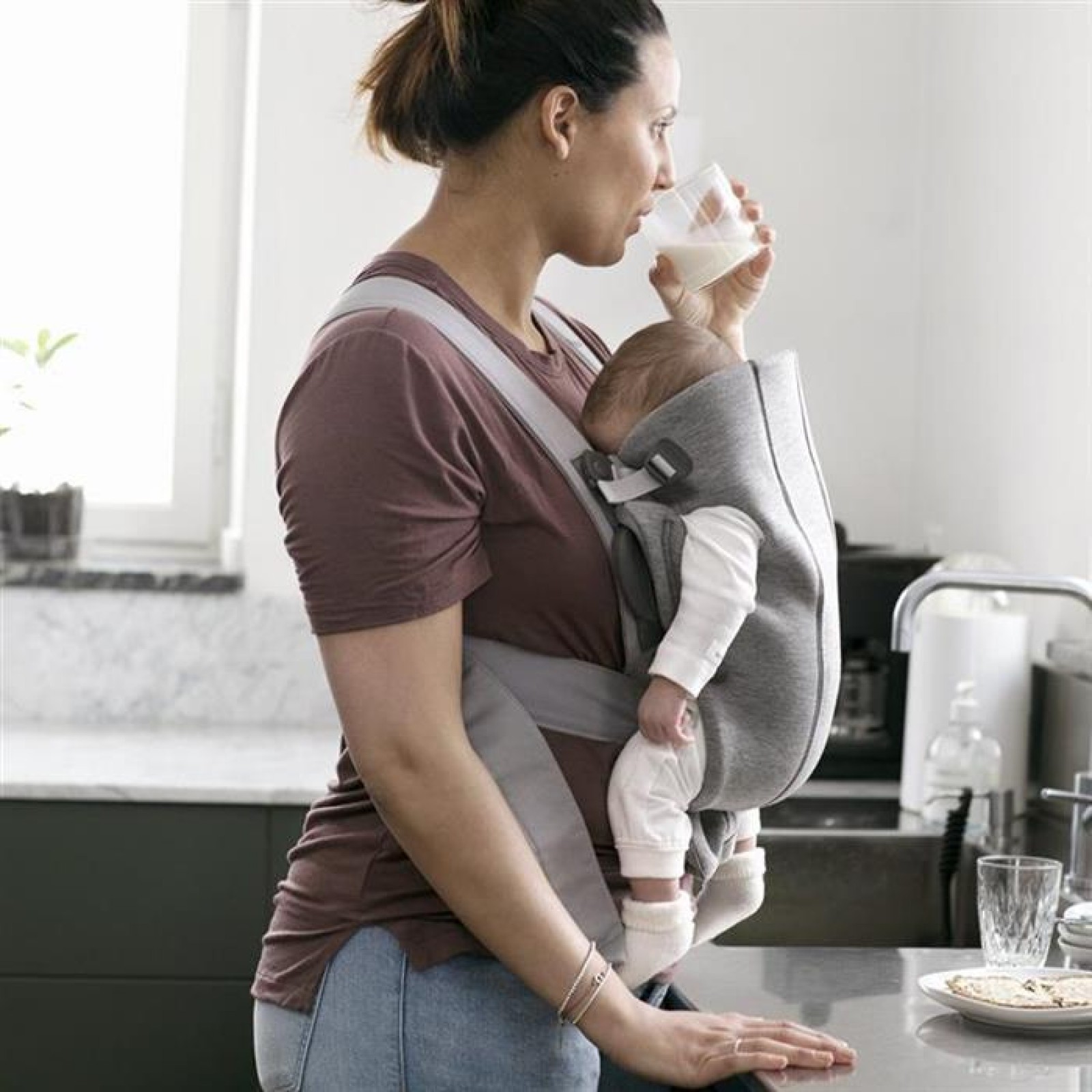 Marsupiu anatomic Mini Light Grey 3D Jersey - BabyBjorn 7