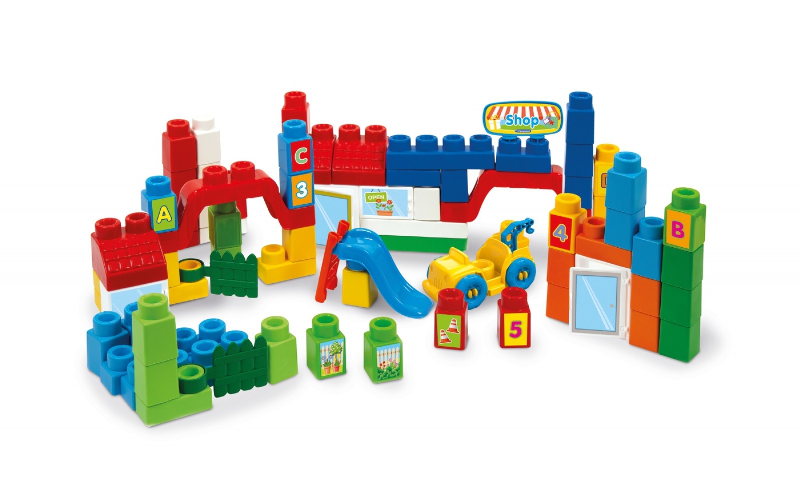 Set constructie baieti cu 80 cuburi Clemmy Plus - Clementoni
