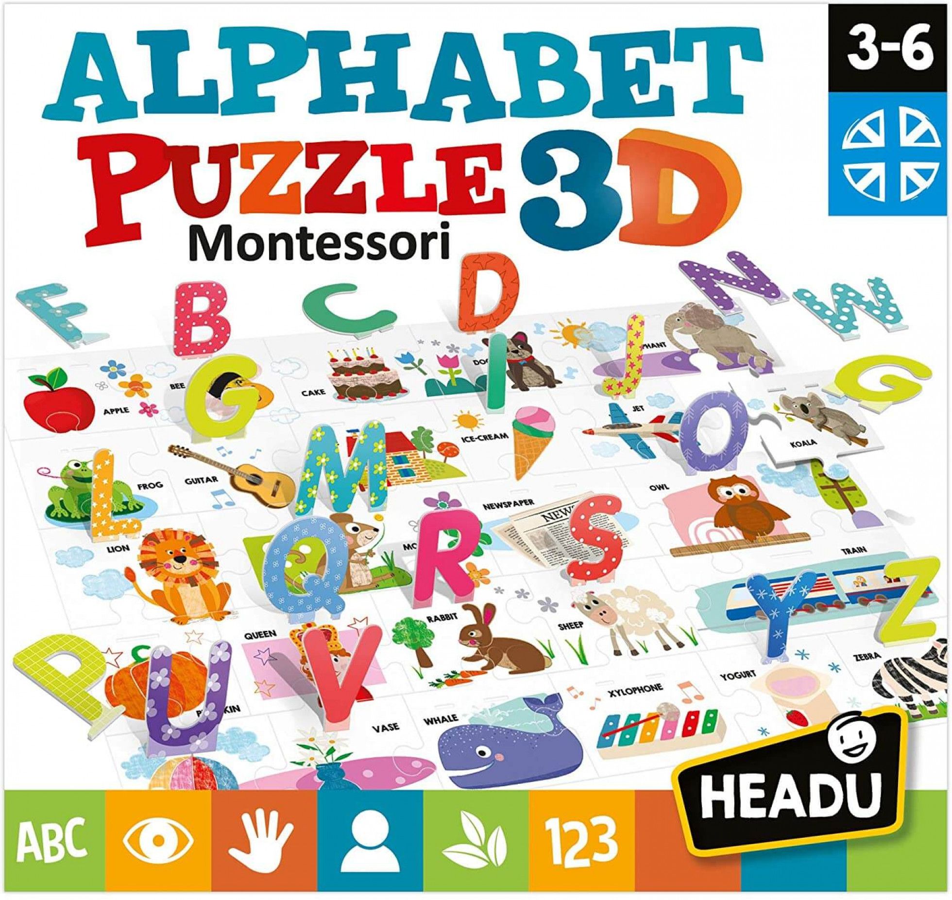 Puzzle Montessori Alfabet 3D - Headu 3 Puzzle Montessori Alfabet 3D - Headu 3