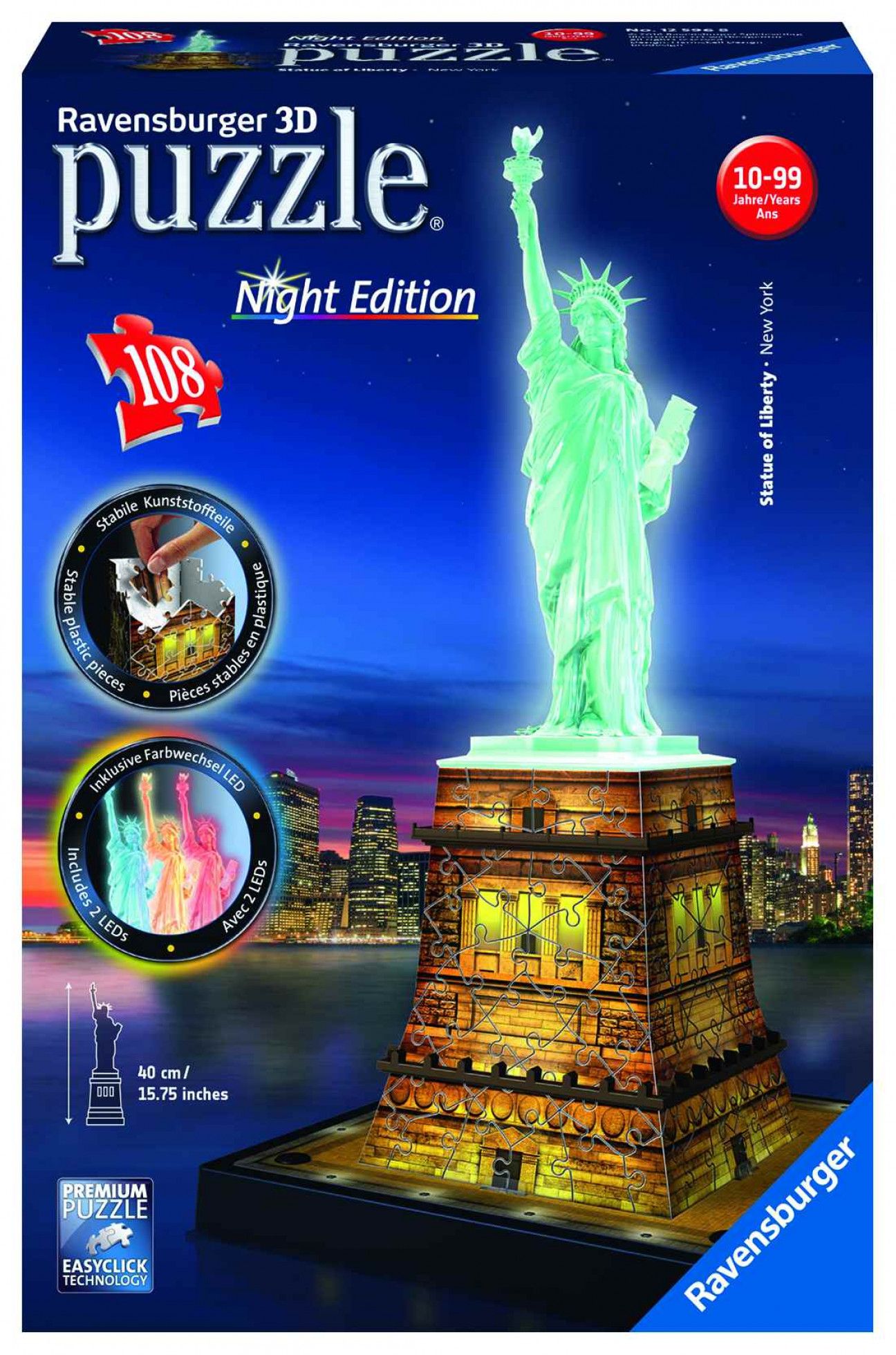 Puzzle 3D Luminos Statuia Libertatii cu 108 piese - Ravensburger 1