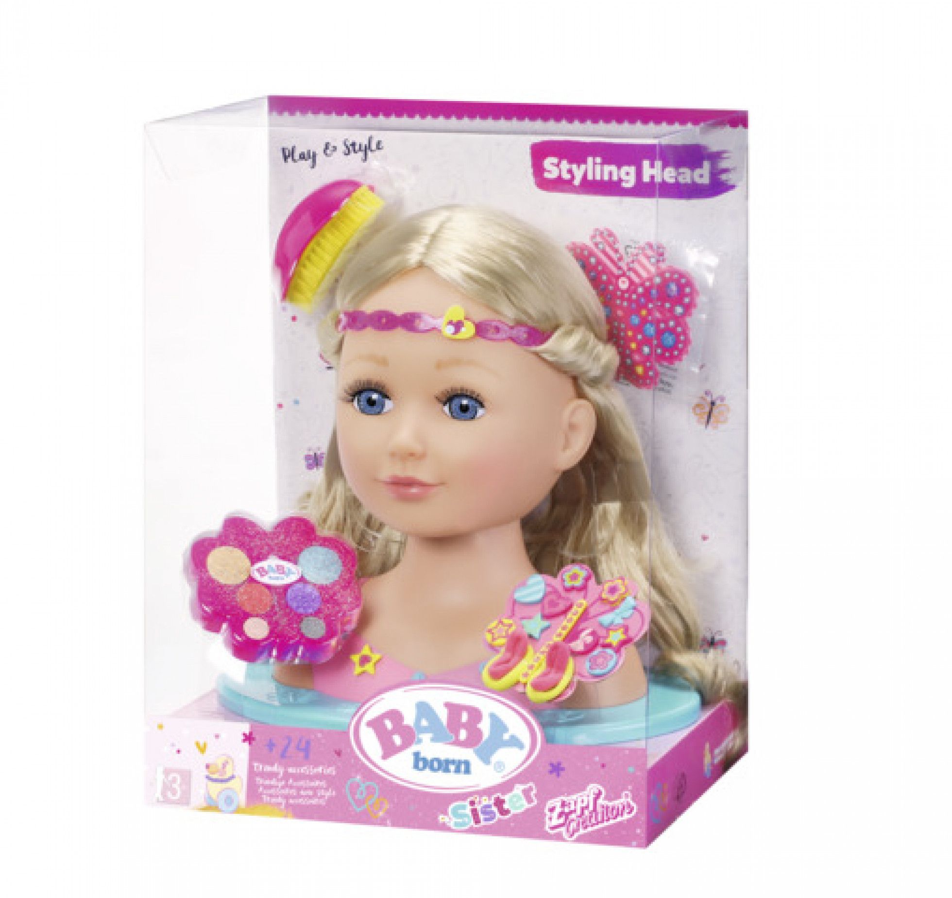Cap papusa pentru coafat si machiat Sister Styling - BABY born 2