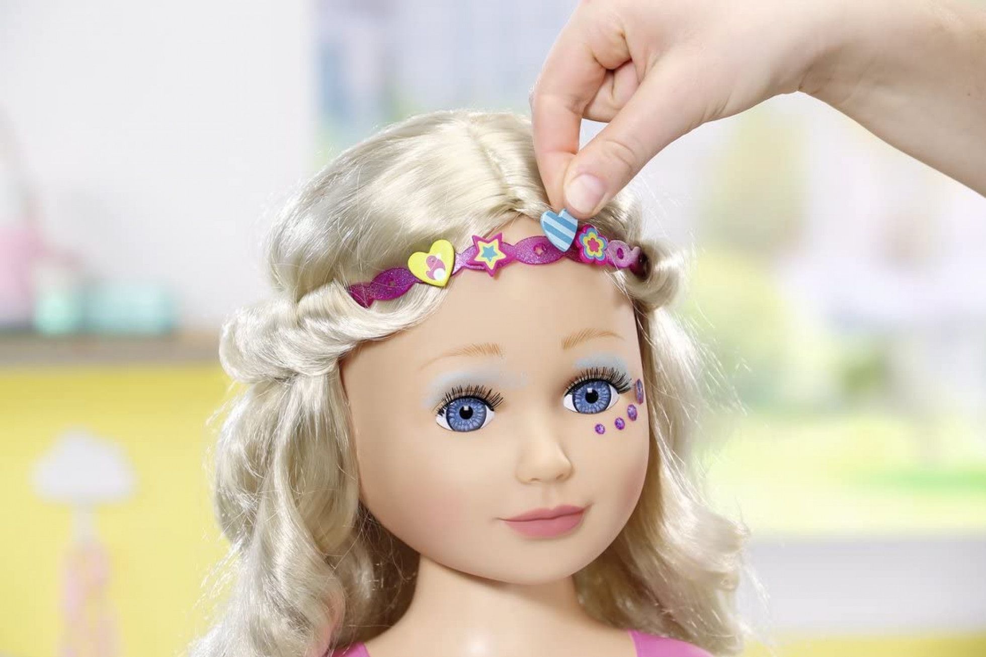 Cap papusa pentru coafat si machiat Sister Styling - BABY born 9