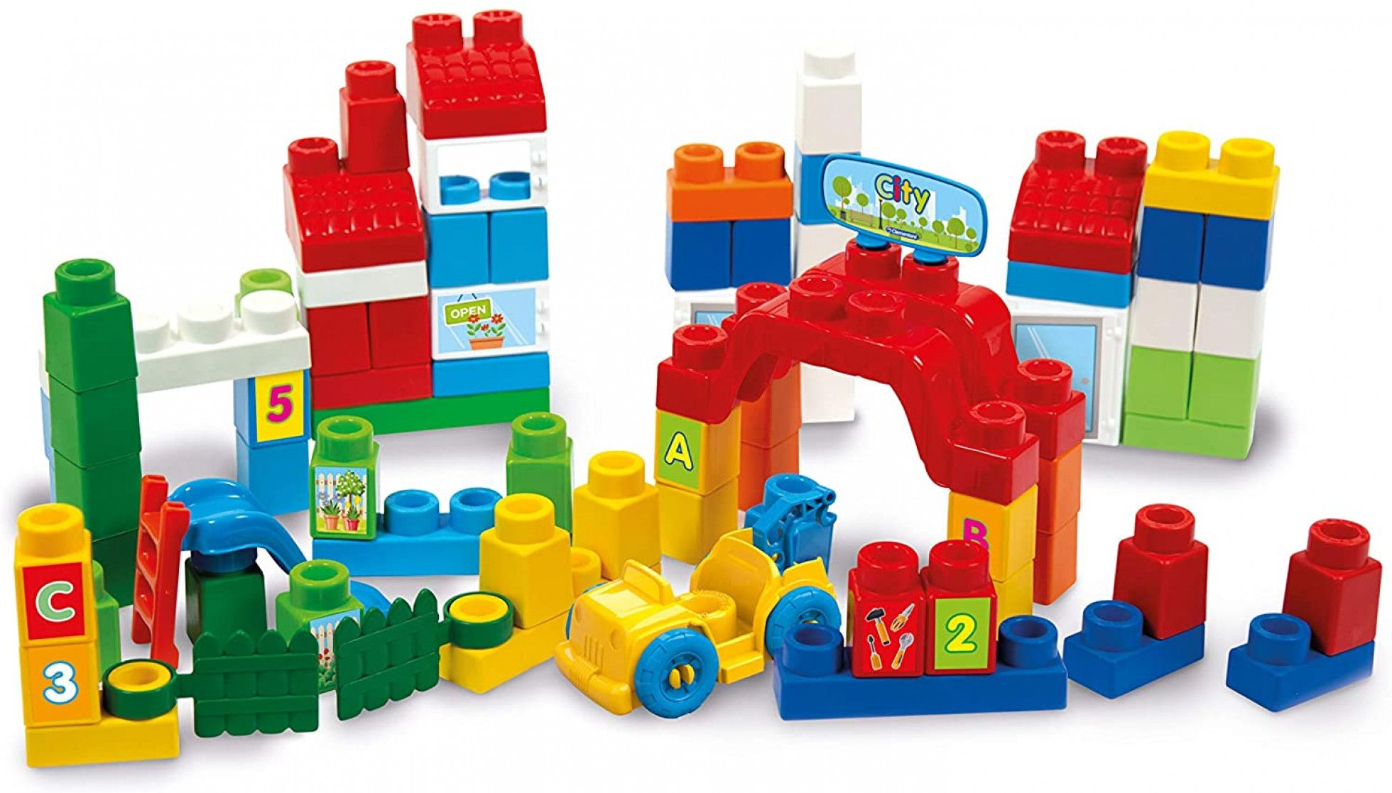 Set constructie baieti cu 80 cuburi Clemmy Plus - Clementoni