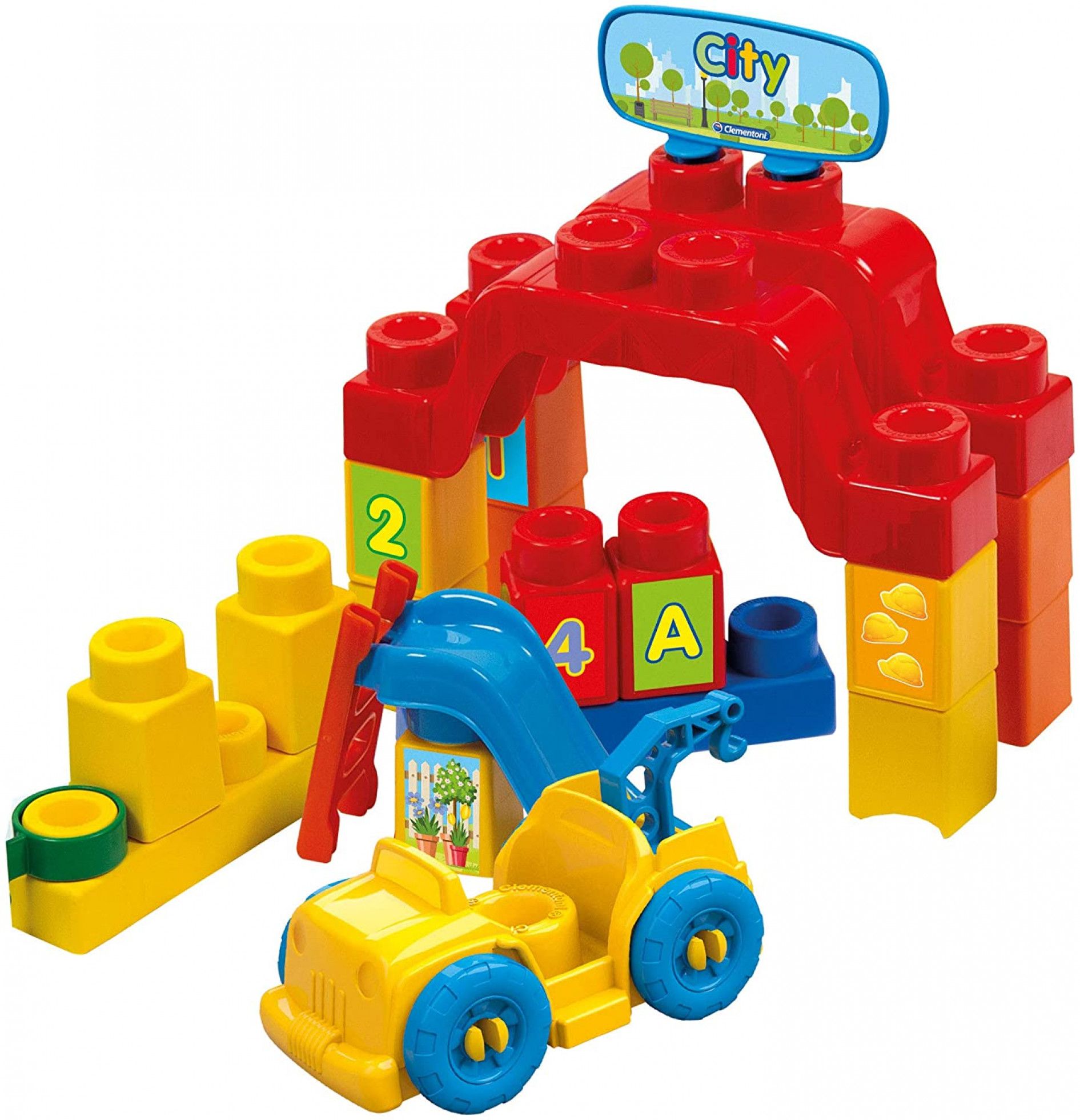 Set constructie baieti cu 80 cuburi Clemmy Plus - Clementoni