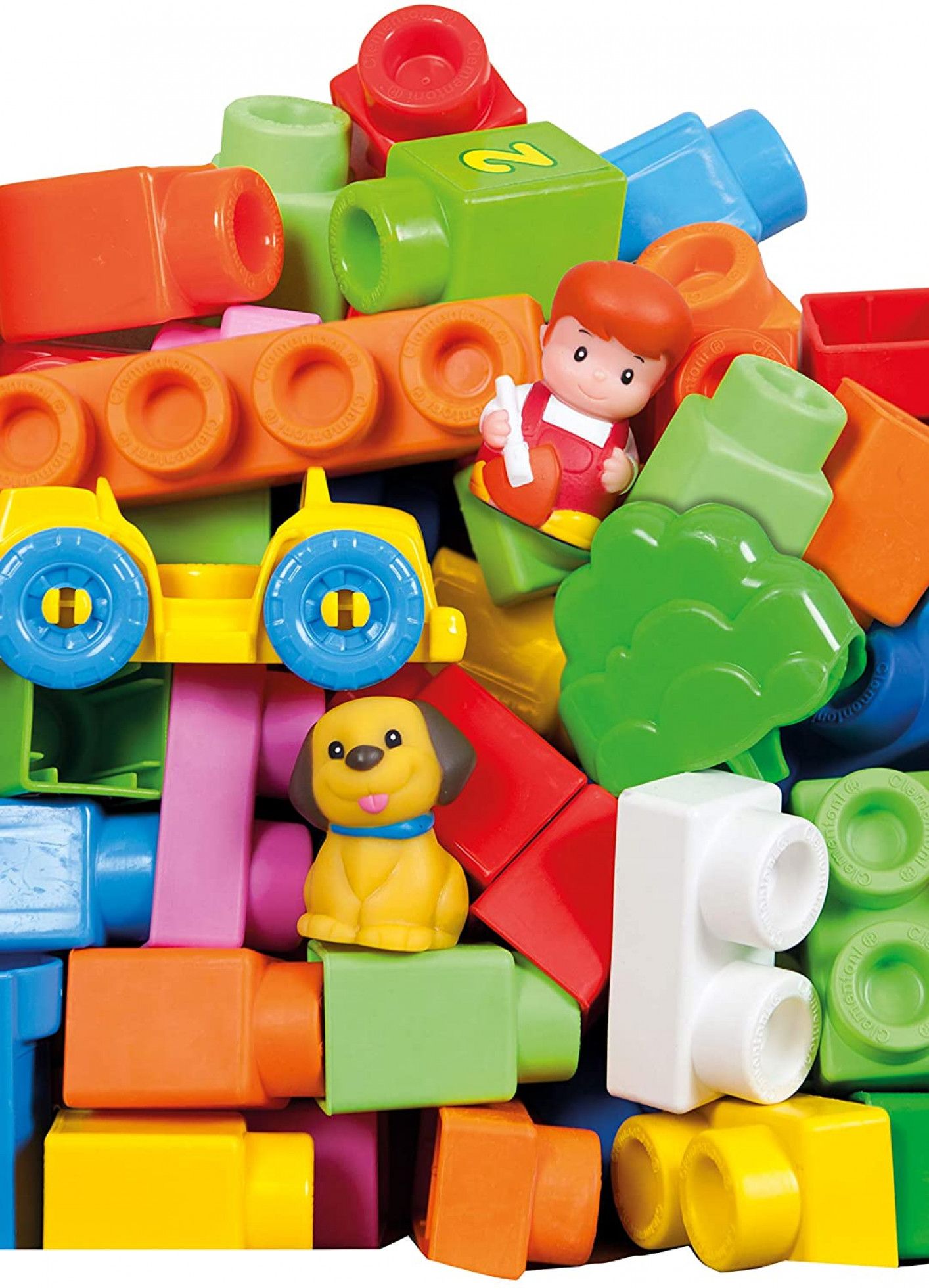 Set constructie baieti cu 80 cuburi Clemmy Plus - Clementoni