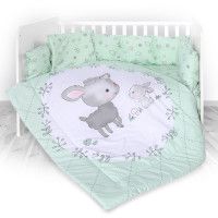 Set lenjerie de pat 8 piese Lamb Green - Lorelli