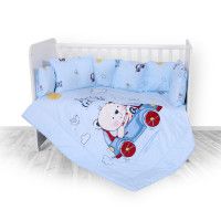 Set lenjerie de pat Lily 7 piese Bear & Car Blue - Lorelli