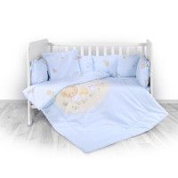 Set lenjerie de pat Lily 7 piese Bear Party Blue - Lorelli