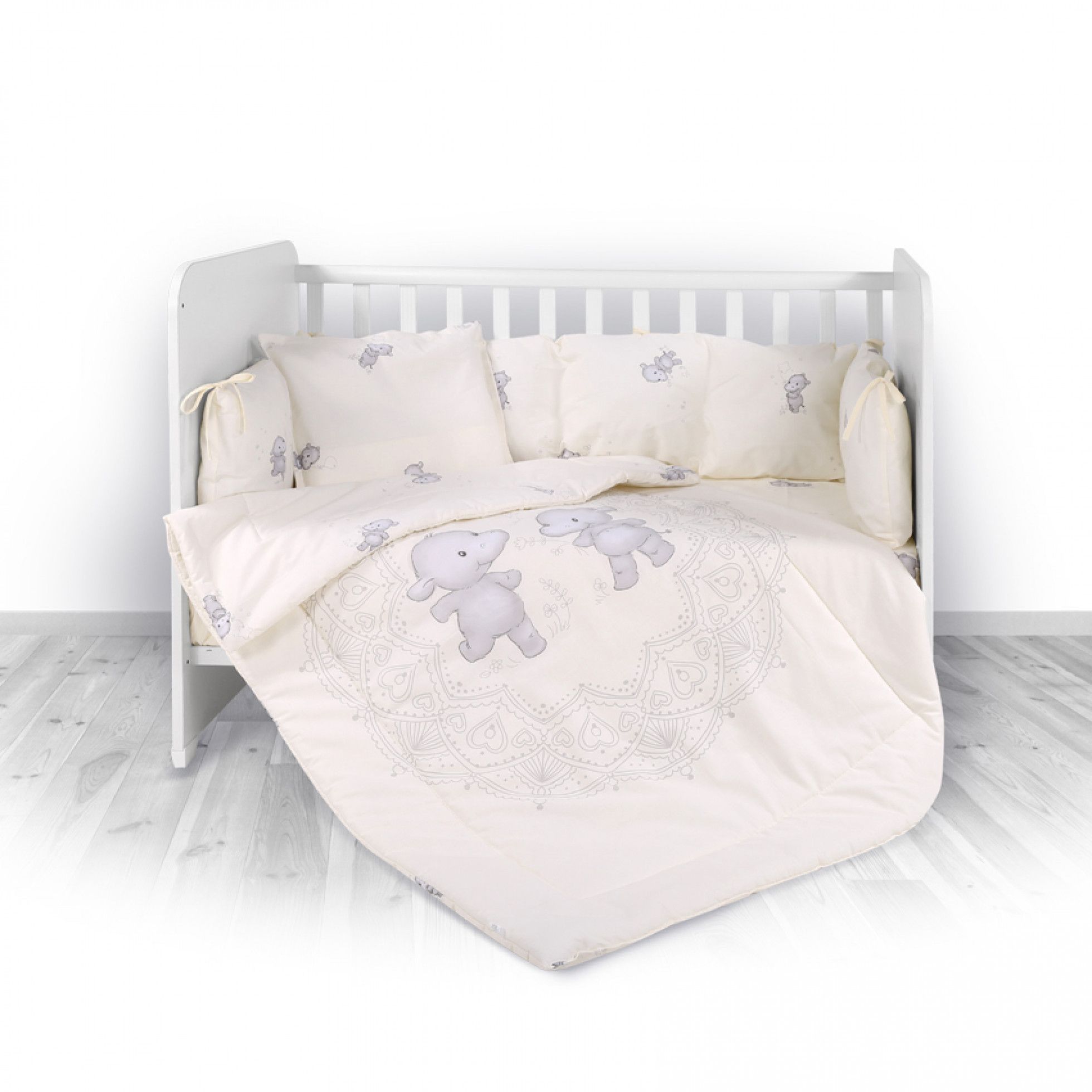 Set lenjerie de pat Lily 7 piese Happy Hippo Beige - Lorelli 1
