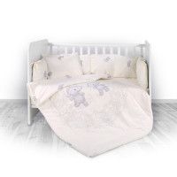 Set lenjerie de pat Lily 7 piese Happy Hippo Beige - Lorelli