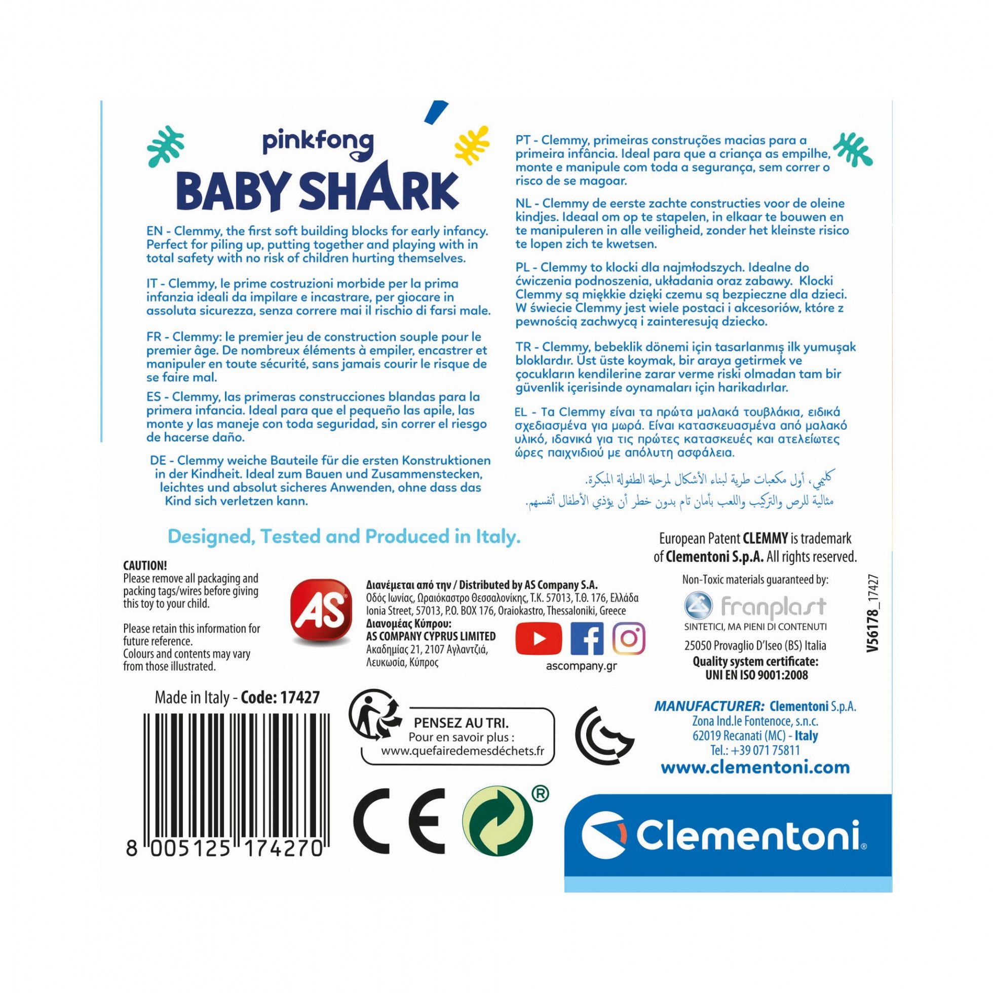 Set Clemmy Baby Shark cu 6 cuburi - Clementoni 4