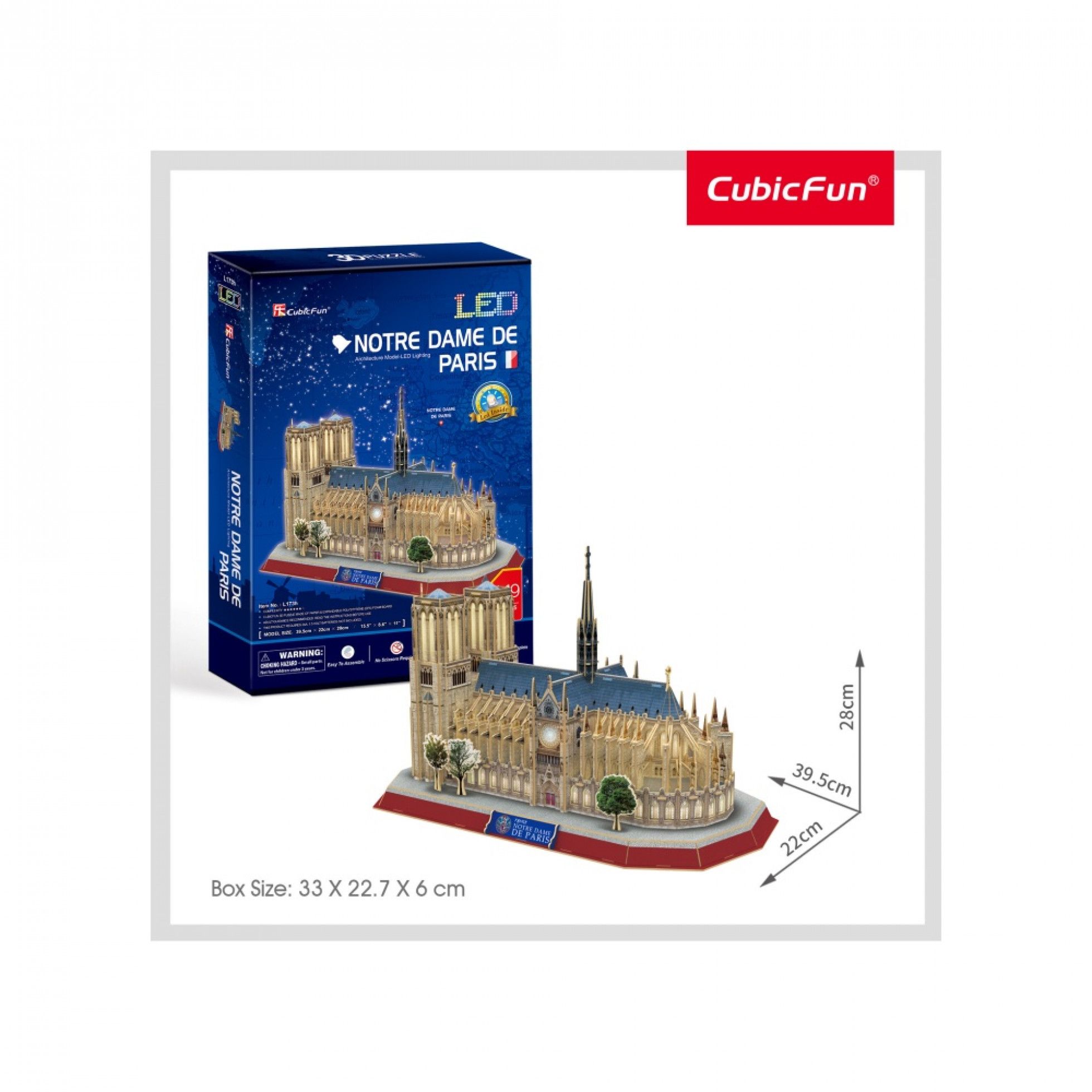 Puzzle 3D LED Note Dame 149 piese - CubicFun 6