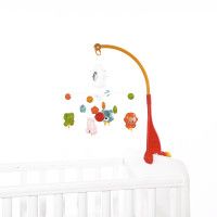 Carusel muzical pentru pat cu proiectie Happy Animals, Orange - Lorelli
