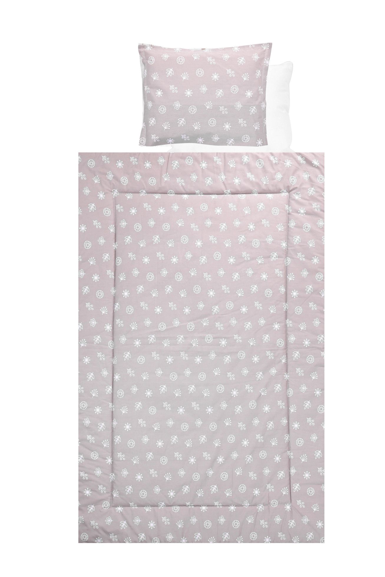 Set lenjerie pat 4 piese, bumbac ranforce, Abstract Leaves Grey Beige - Lorelli 1