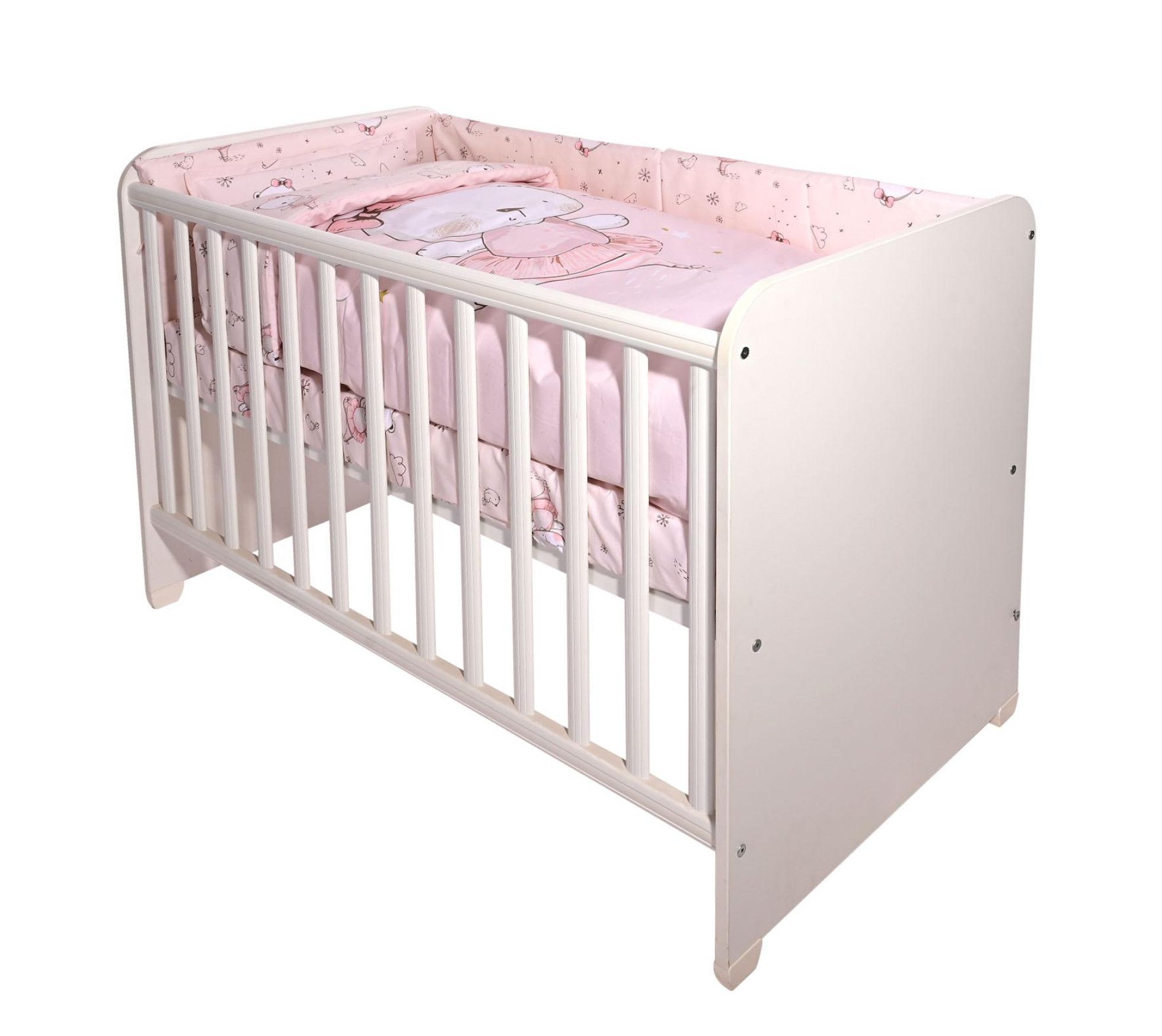 Set lenjerie pat 9 piese 60/120,  Smile, bumbac ranforce, Pink Ballerina Bear - Lorelli 1