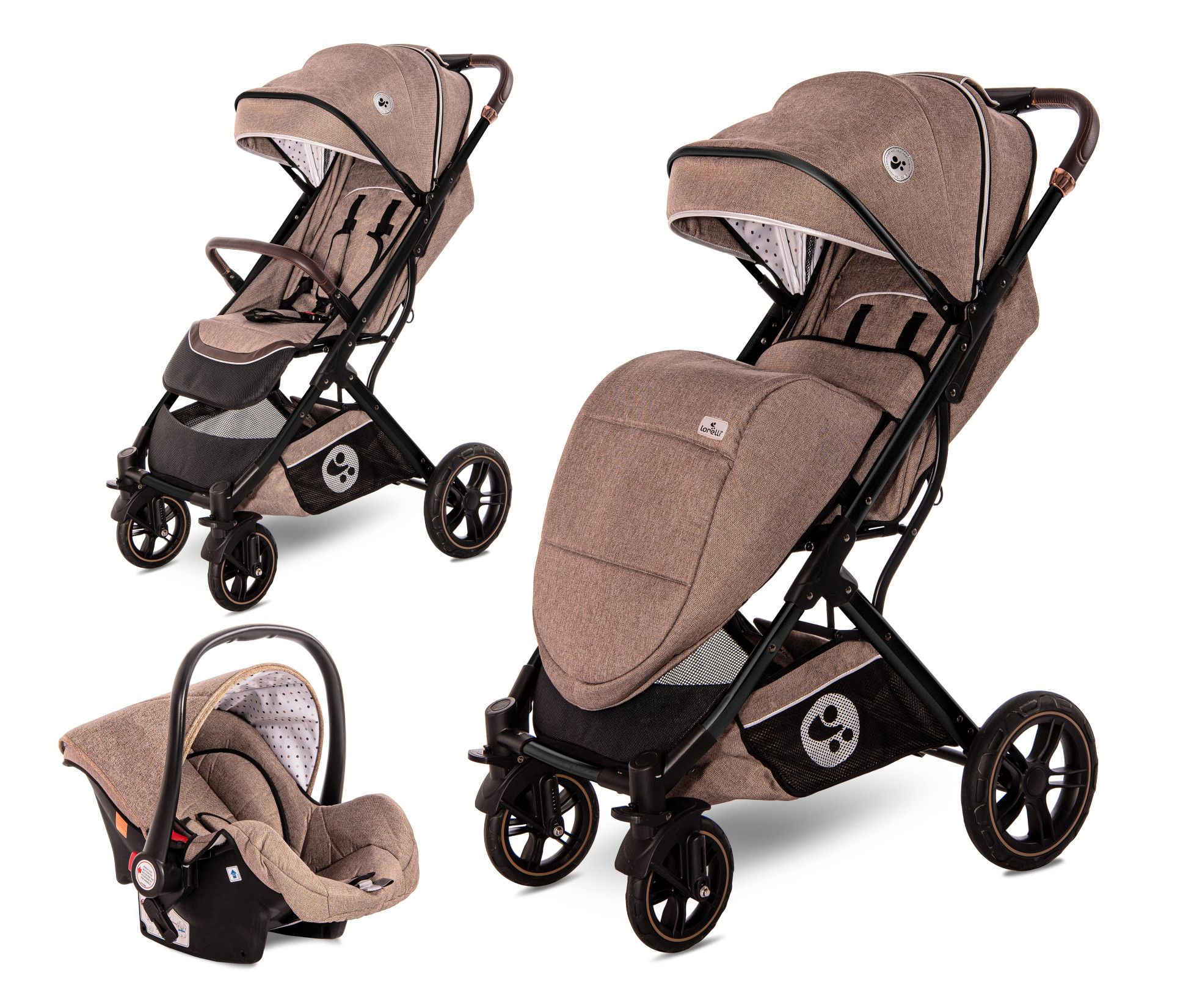 Carucior Set, Storm, pana la 22 kg, cos auto inclus, cadru aluminiu, Pearl Beige - Lorelli 1