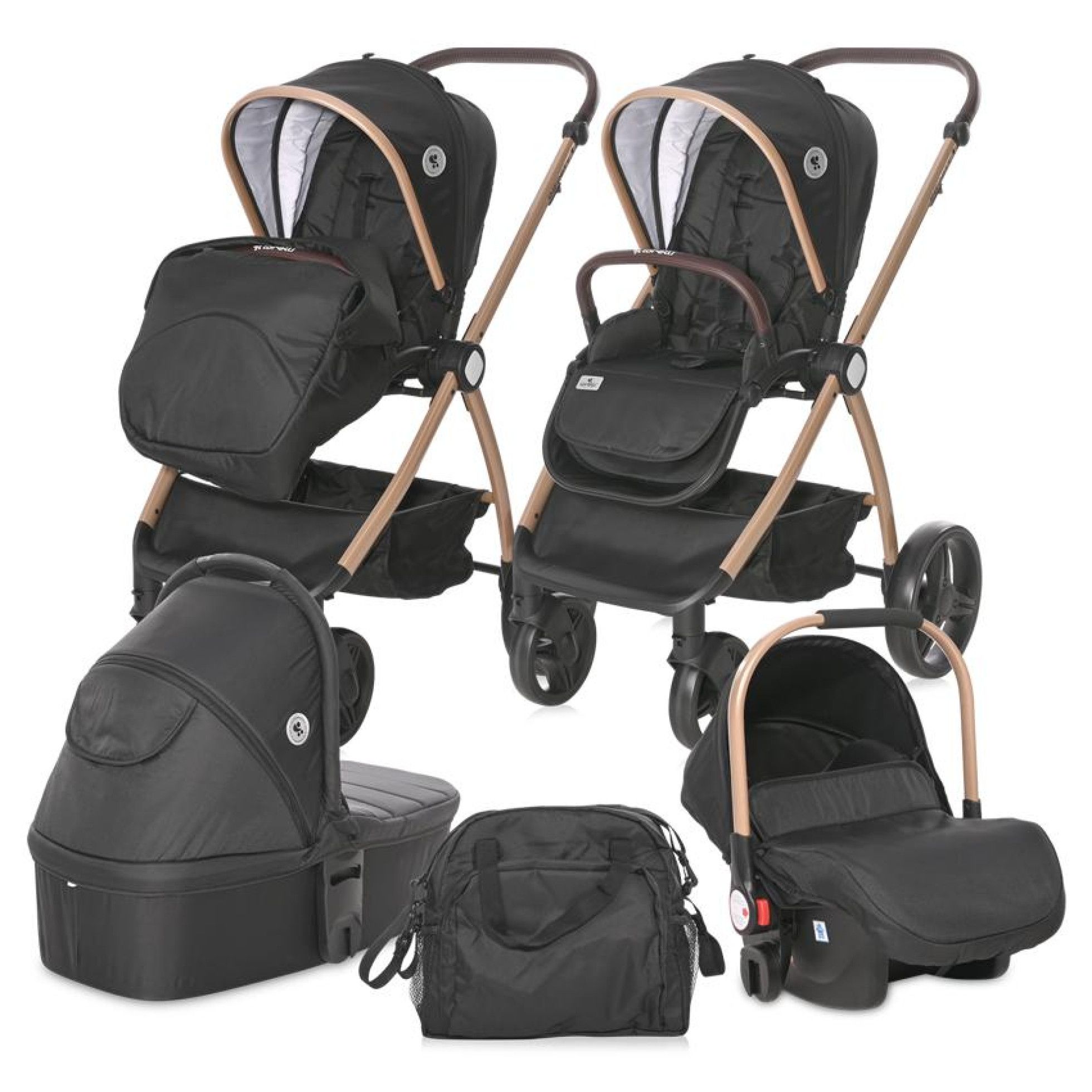 Carucior Set 3 in 1, Infinity, pana la 22 kg, Black Diamonds - Lorelli 1