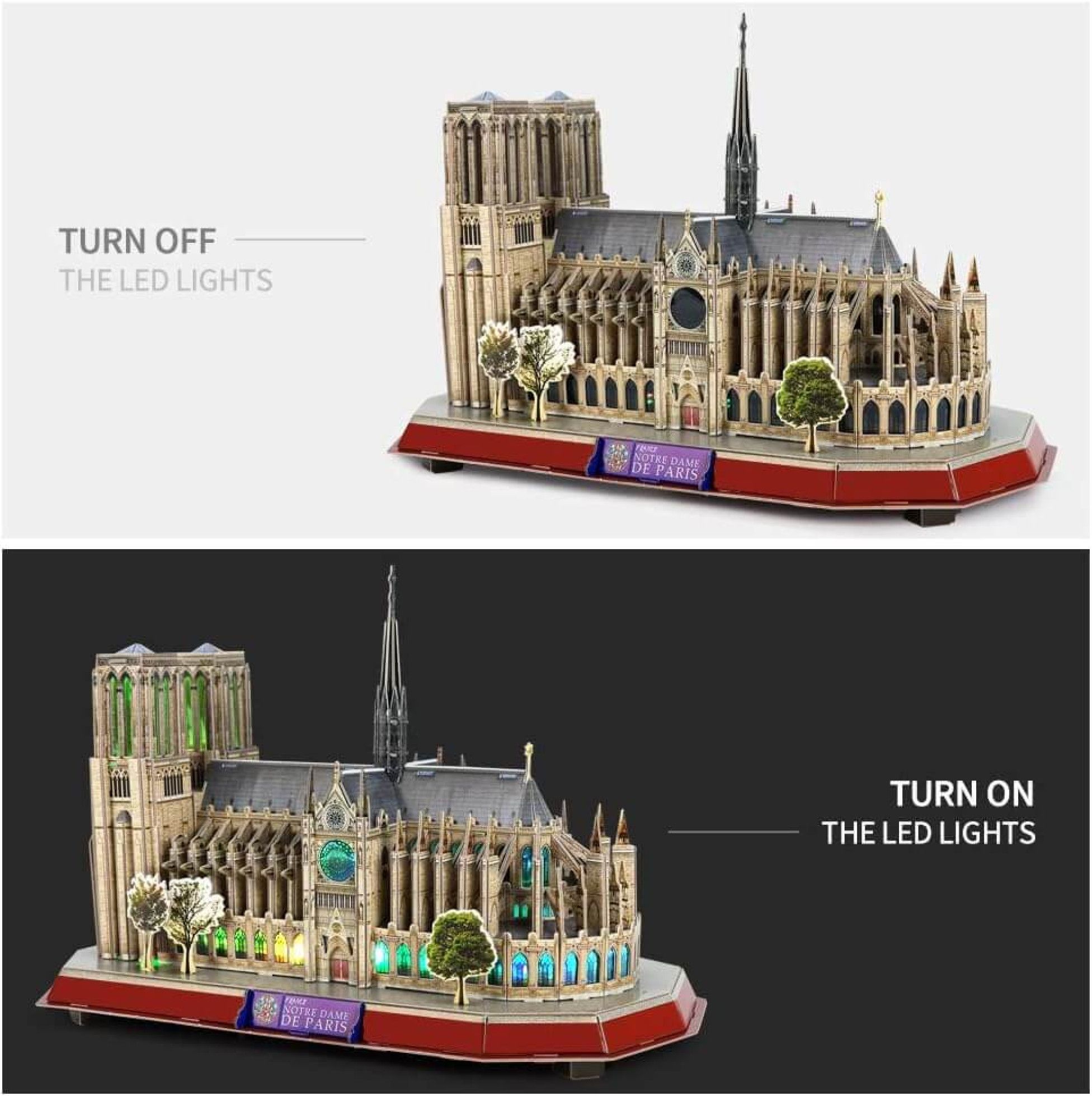 Puzzle 3D LED Note Dame 149 piese - CubicFun 3