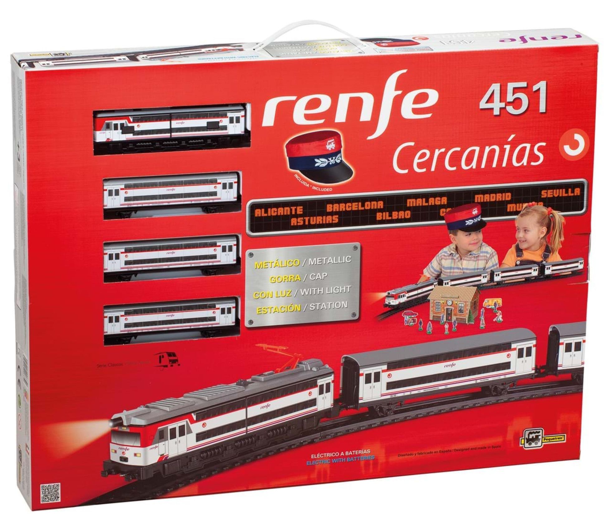 Trenulet electric calatori Cercanias RENFE 451 metalic, cu lumina si sapca conductor tren - Pequetren 2