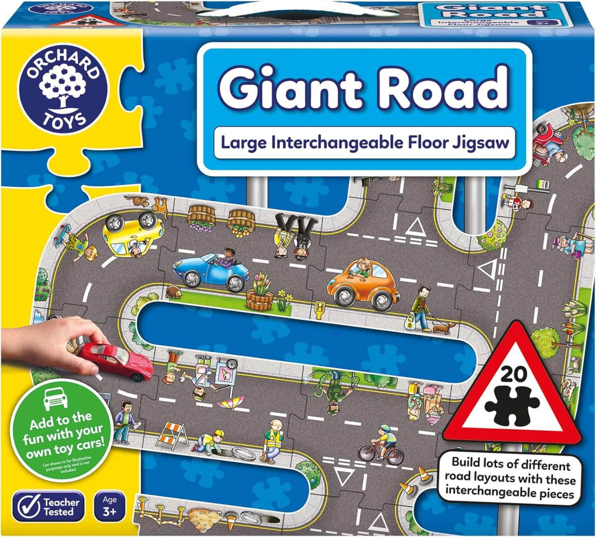 Puzzle gigant de podea traseu masini (20 piese) GIANT ROAD - Orchard Toys 1