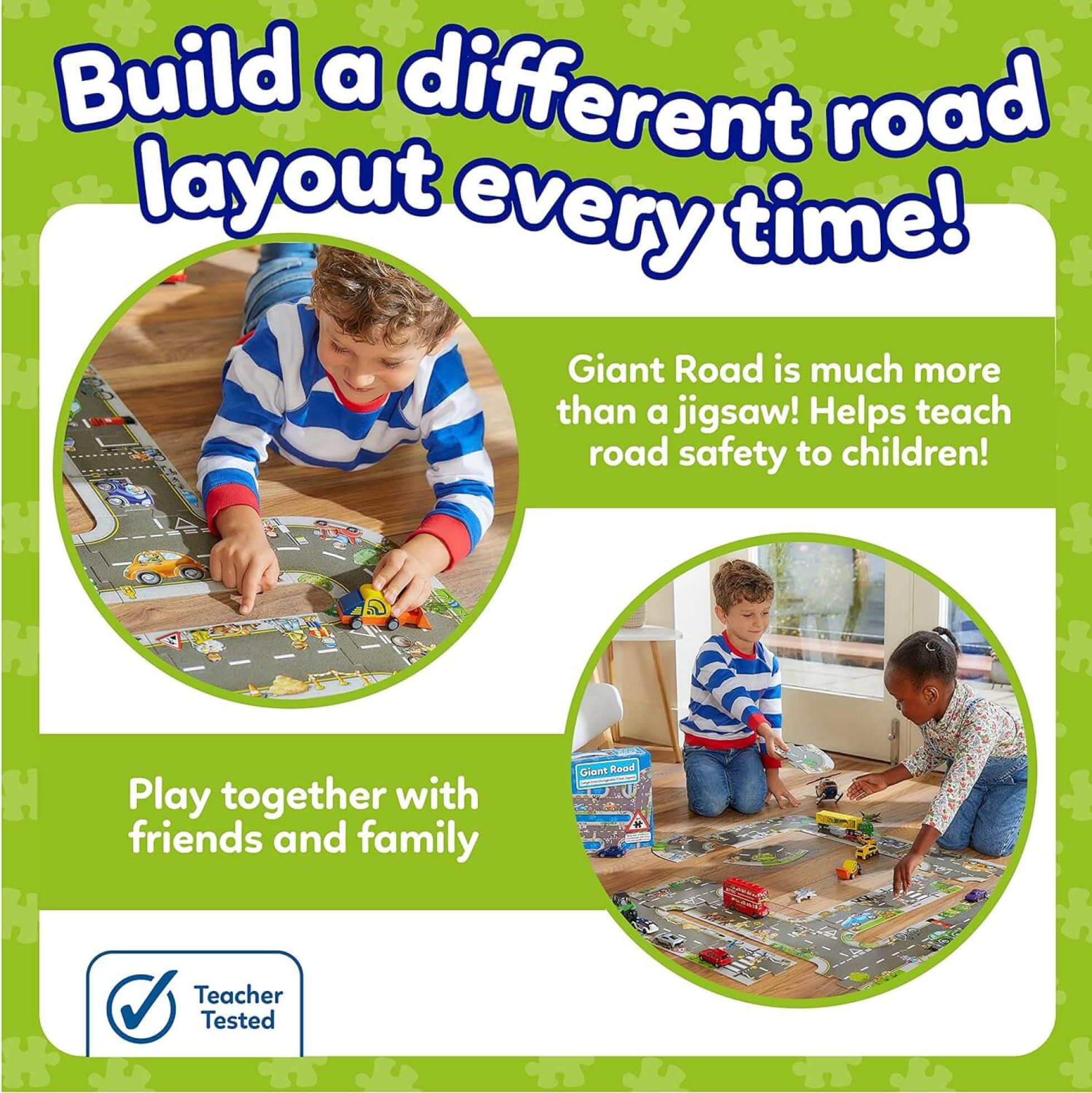Puzzle gigant de podea traseu masini (20 piese) GIANT ROAD - Orchard Toys 4