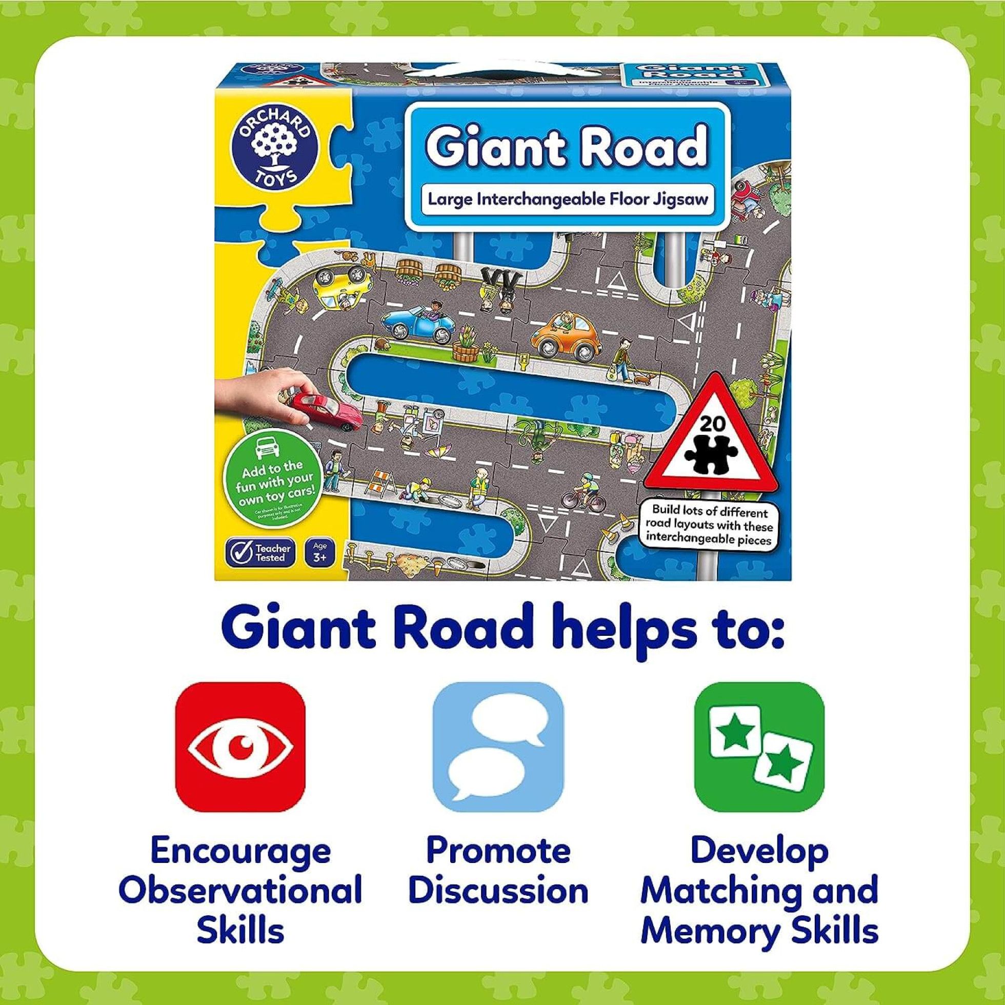 Puzzle gigant de podea traseu masini (20 piese) GIANT ROAD - Orchard Toys 5