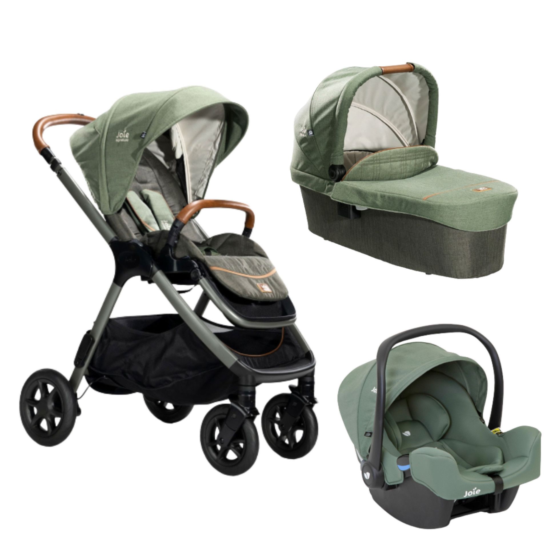 Carucior pentru copii multifunctional 3 in 1 Finiti Signature Pine/Laurel (Carucior Finiti Pine+ Landou Ramble XL Pine+ scoica i-Snug Laurel) - Joie 1