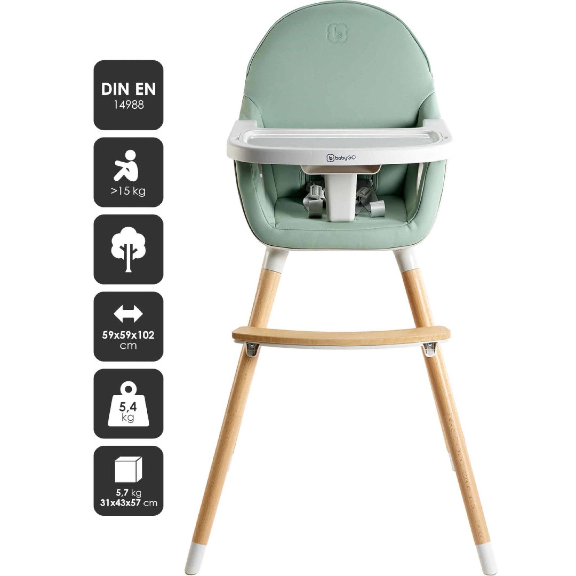 Scaun de masa transformabil Scandi Green - Babygo 2