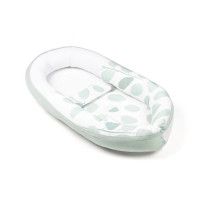 Baby Nest din bumbac organic Cocoon Leaves Aqua Green - Doomoo