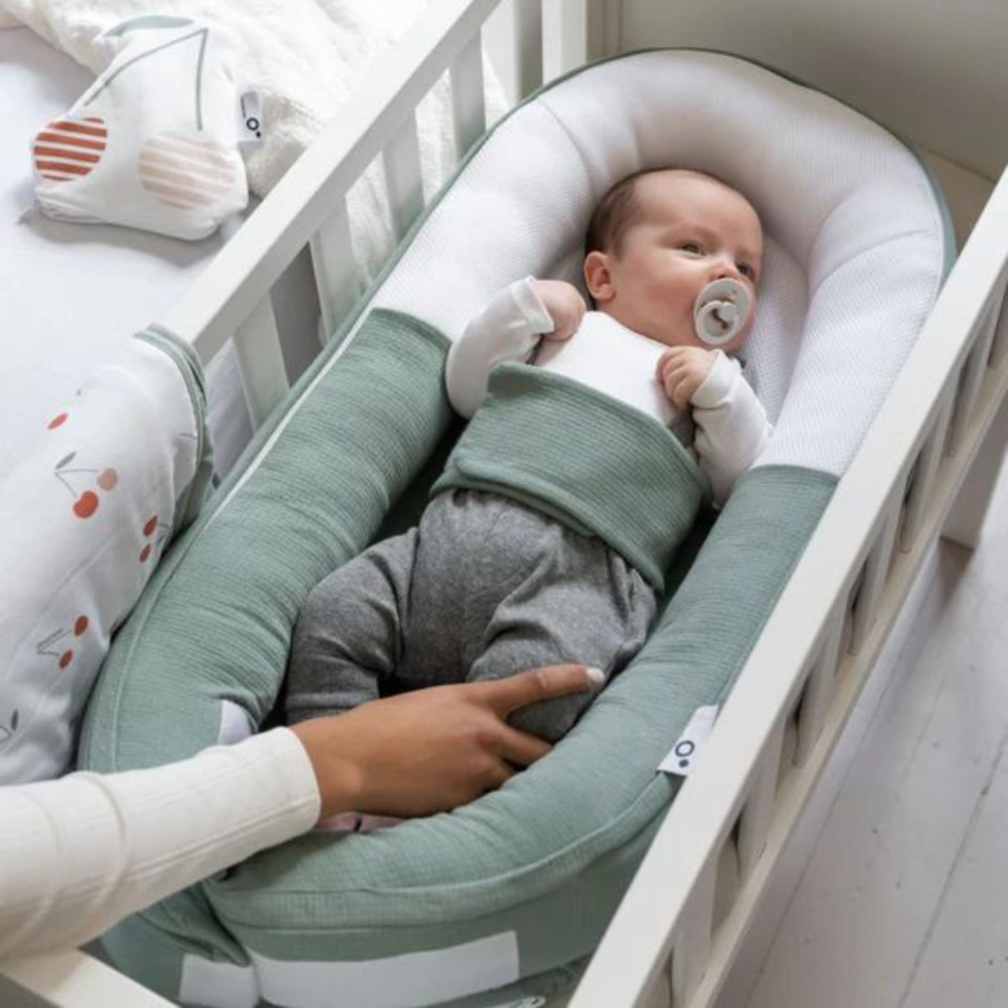 Baby Nest din bumbac organic Cocoon Tetra Jersey Green - Doomoo 5