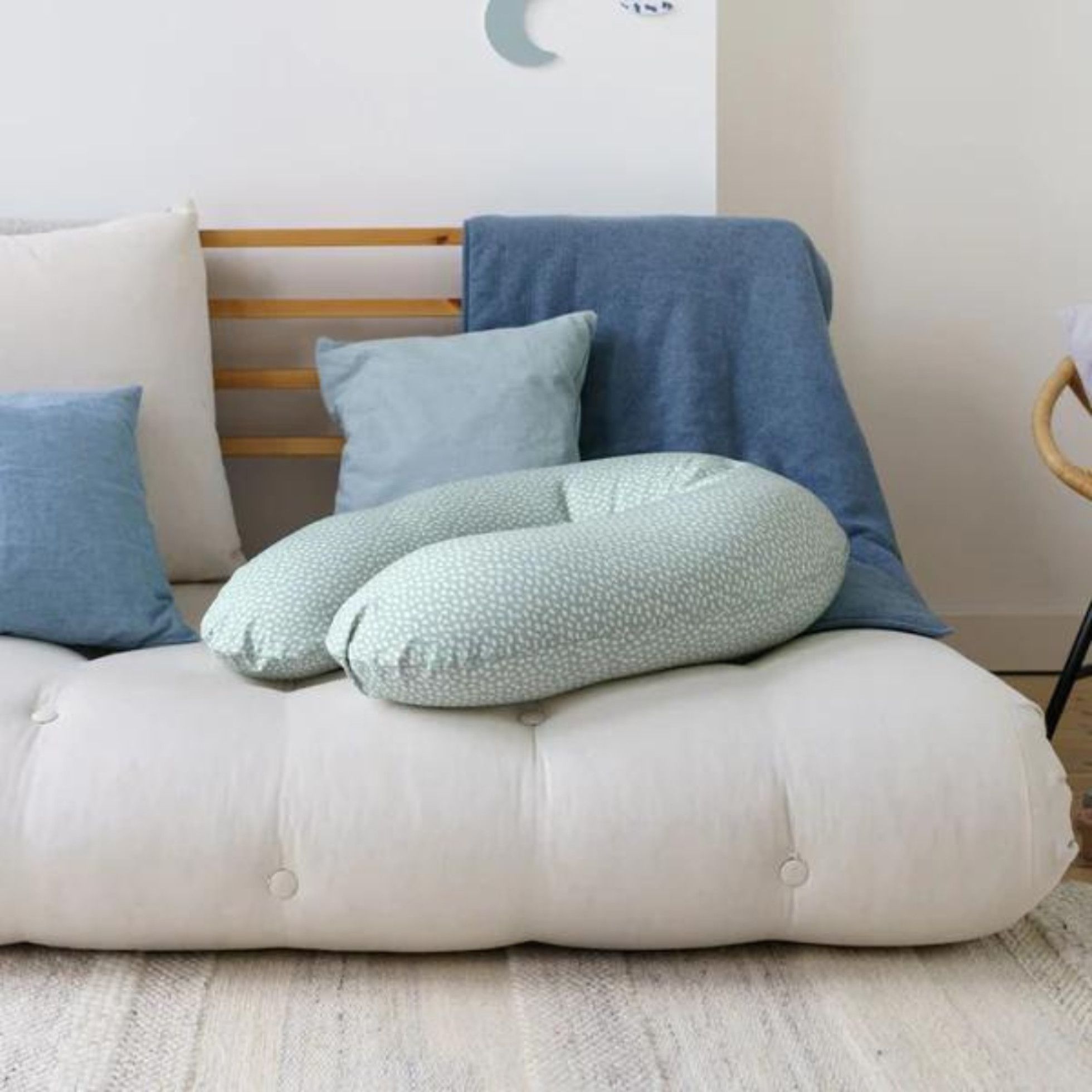 Perna mare pentru gravide si bebelusi 3 in 1 din bumbac organic Buddy Cloudy Kaki - Doomoo 4