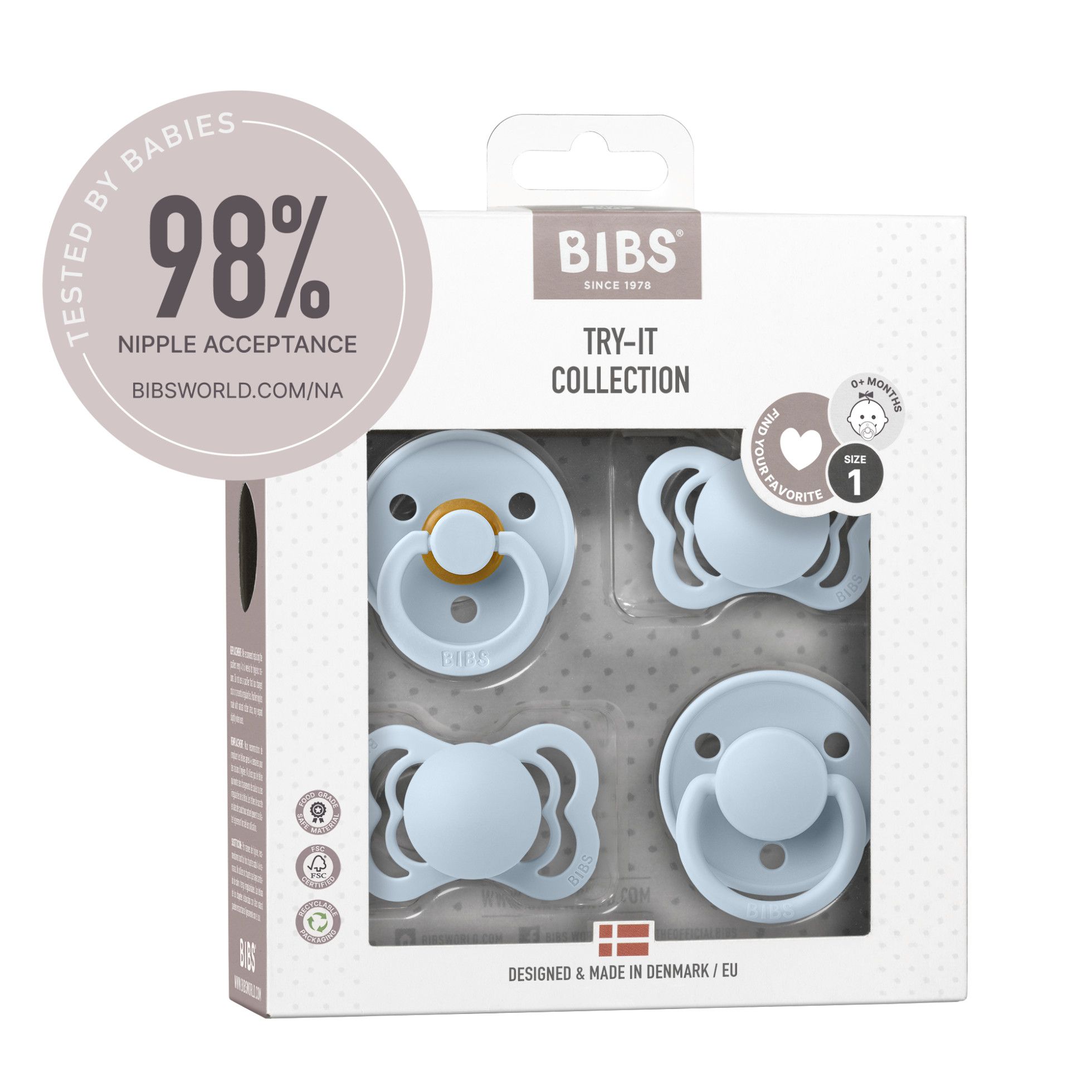 Set 4 suzete Try-it collection 0 luni + Baby Blue - BIBS 4