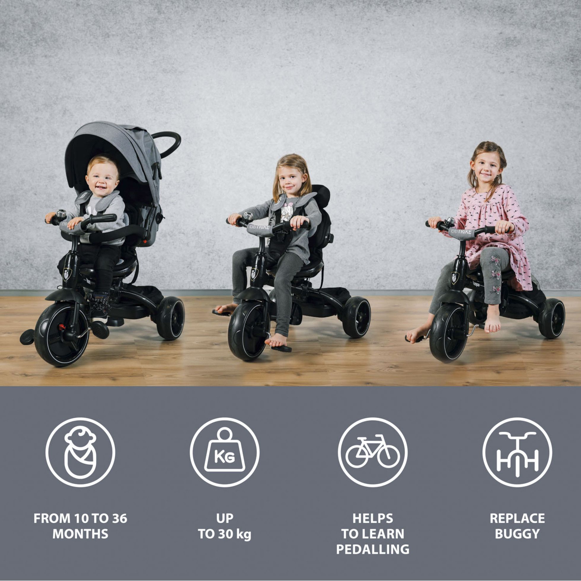 Tricicleta 6 moduri de utilizare Citi Trike Foggy Grey - Zopa 6