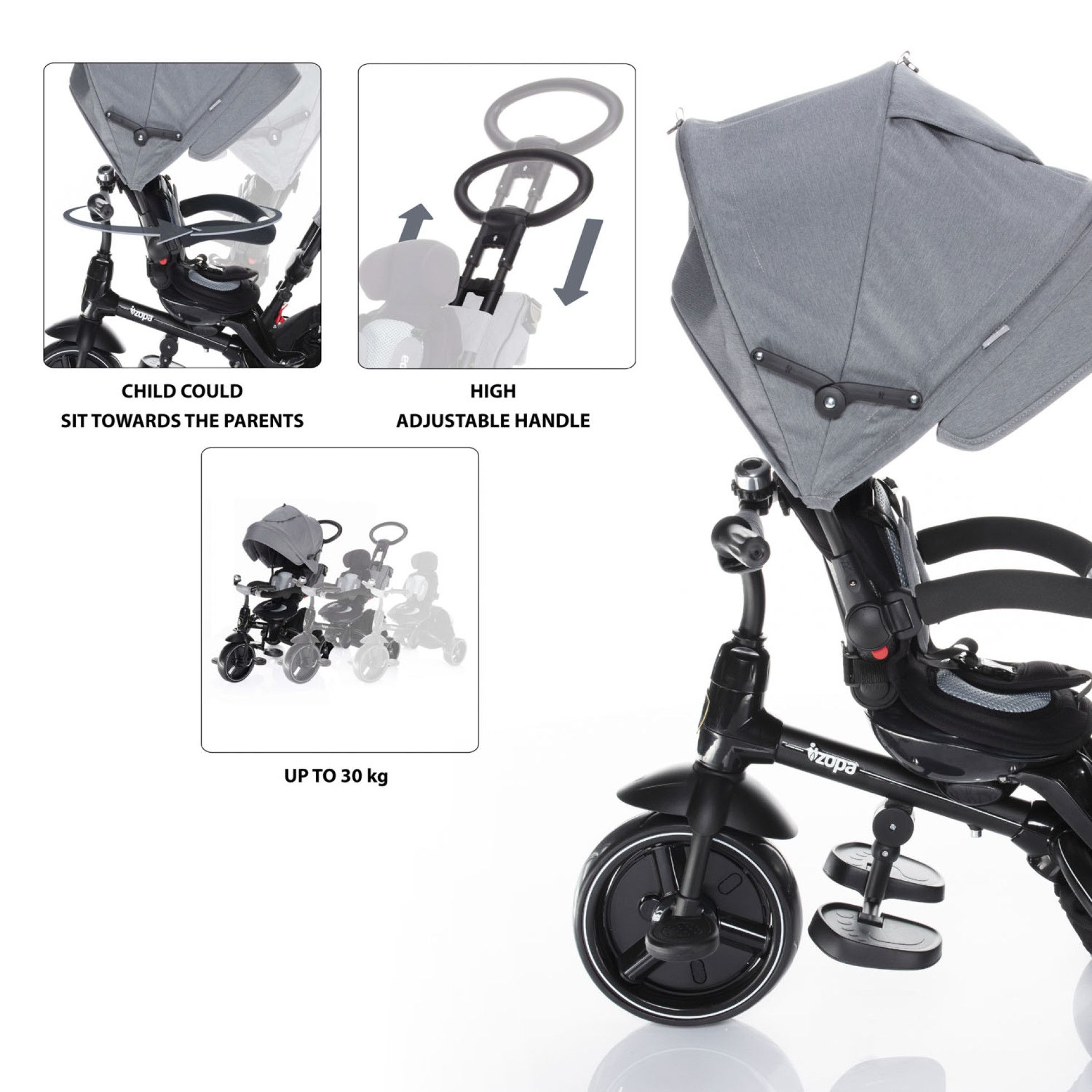 Tricicleta 6 moduri de utilizare Citi Trike Foggy Grey - Zopa 4