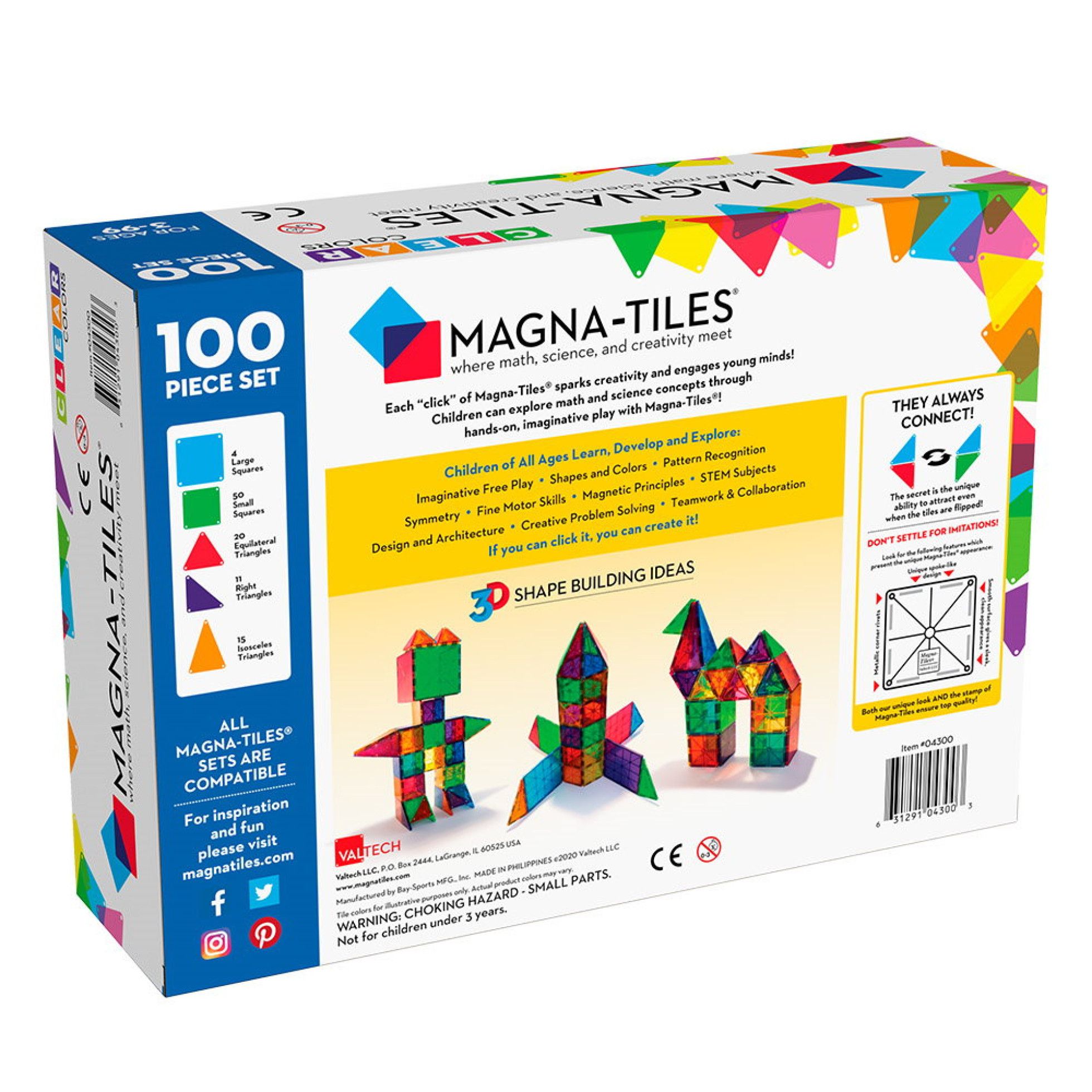 Set Magnetic Clear Colors, 100 piese - Magna-Tiles 4