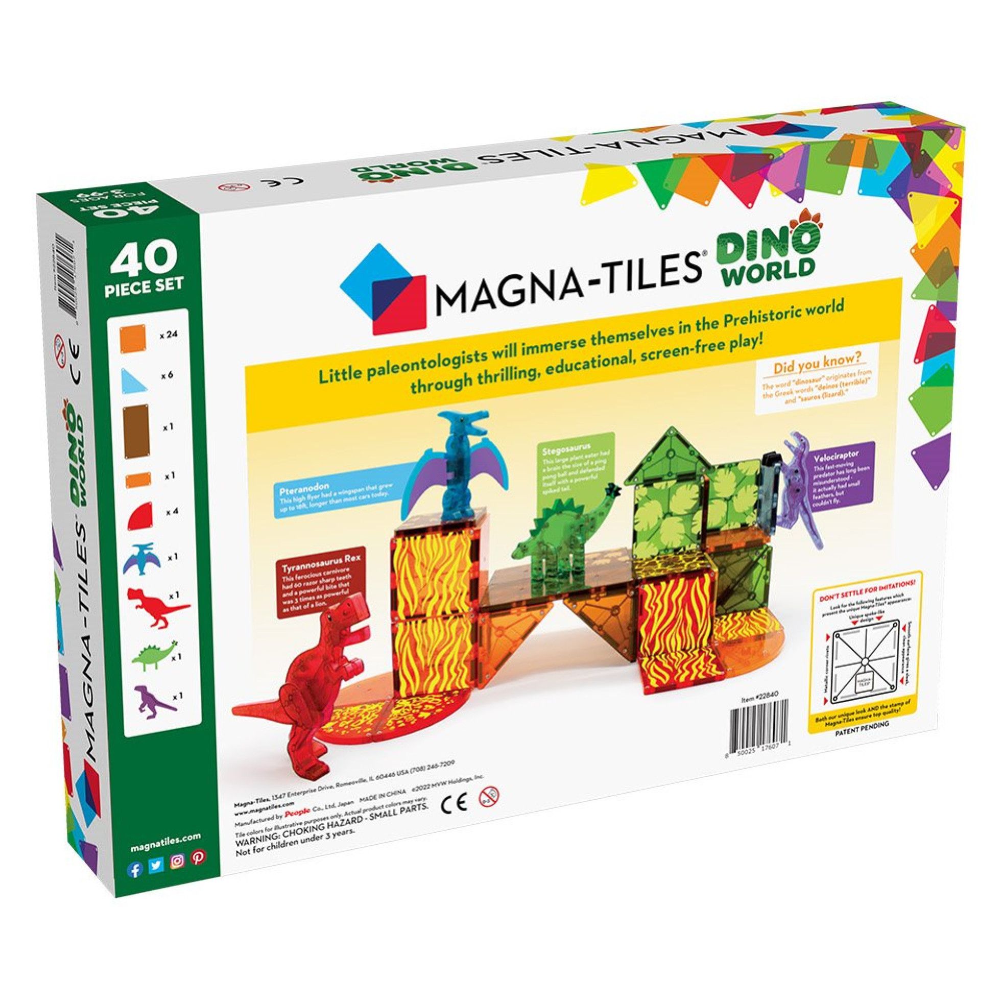 Set Magnetic Dino World, 40 de piese - Magna-Tiles 4