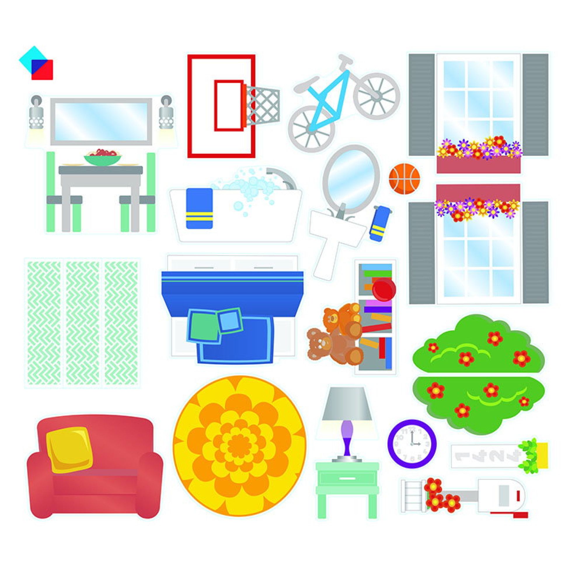 Set Magnetic House cu autocolante, 28 piese - Magna-Tiles 3
