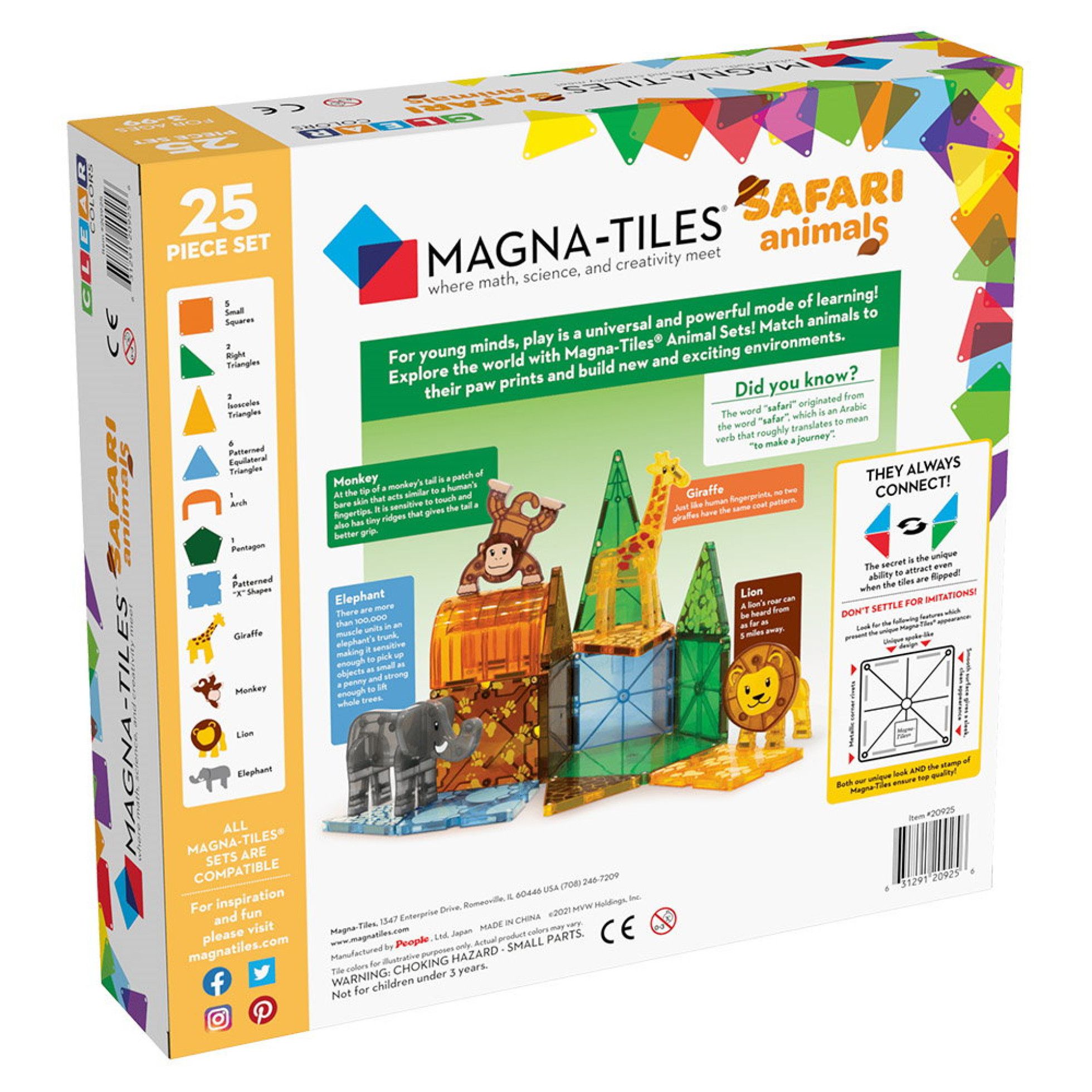 Set Magnetic Safari Animals, 25 piese - Magna-Tiles 5