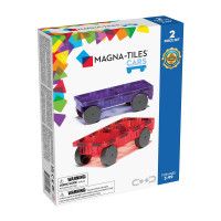 Set Magnetic extensie, 2 masinute Mov si Rosu - Magna-Tiles