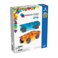 Set Magnetic extensie, 2 masinute Albastru si Portocaliu - Magna-Tiles
