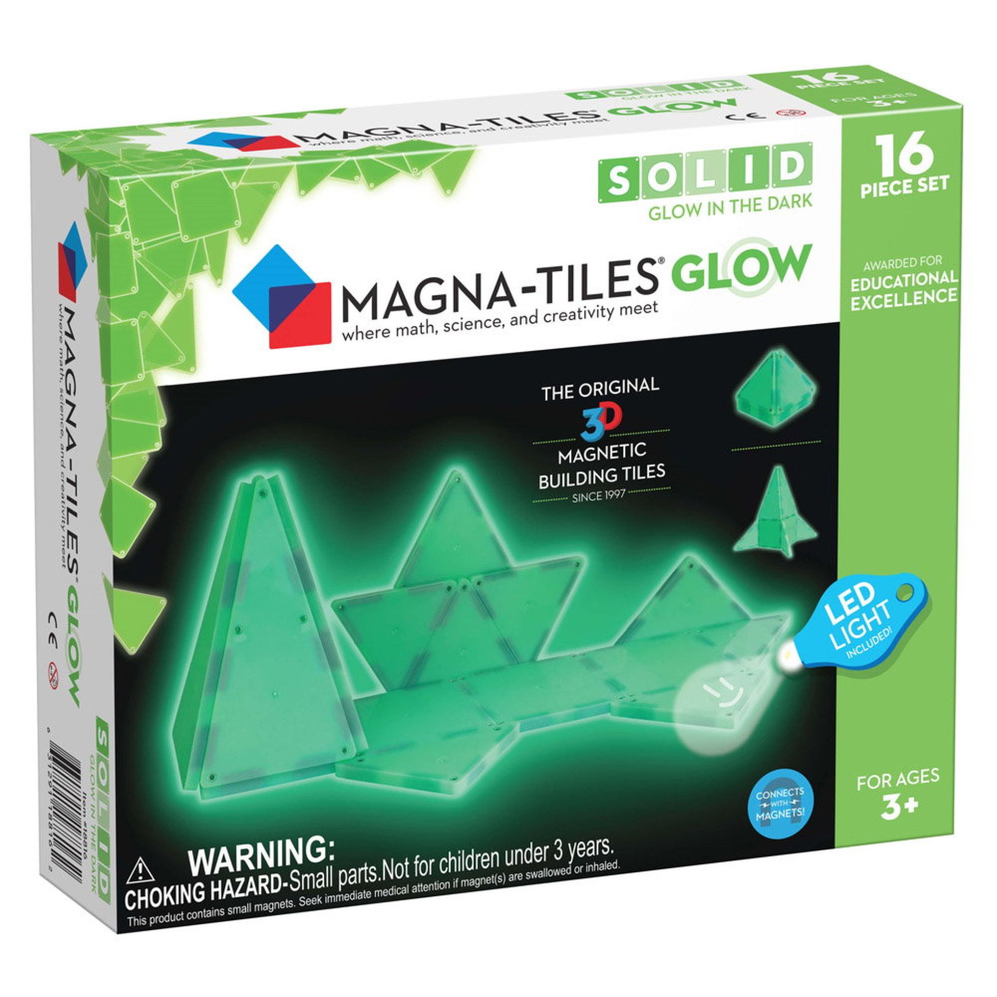 Set Magnetic Glow, 16 piese fosforescente - Magna-Tiles 1