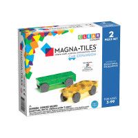 Set Magnetic extensie, 2 masinute Galben si Verde - Magna-Tiles